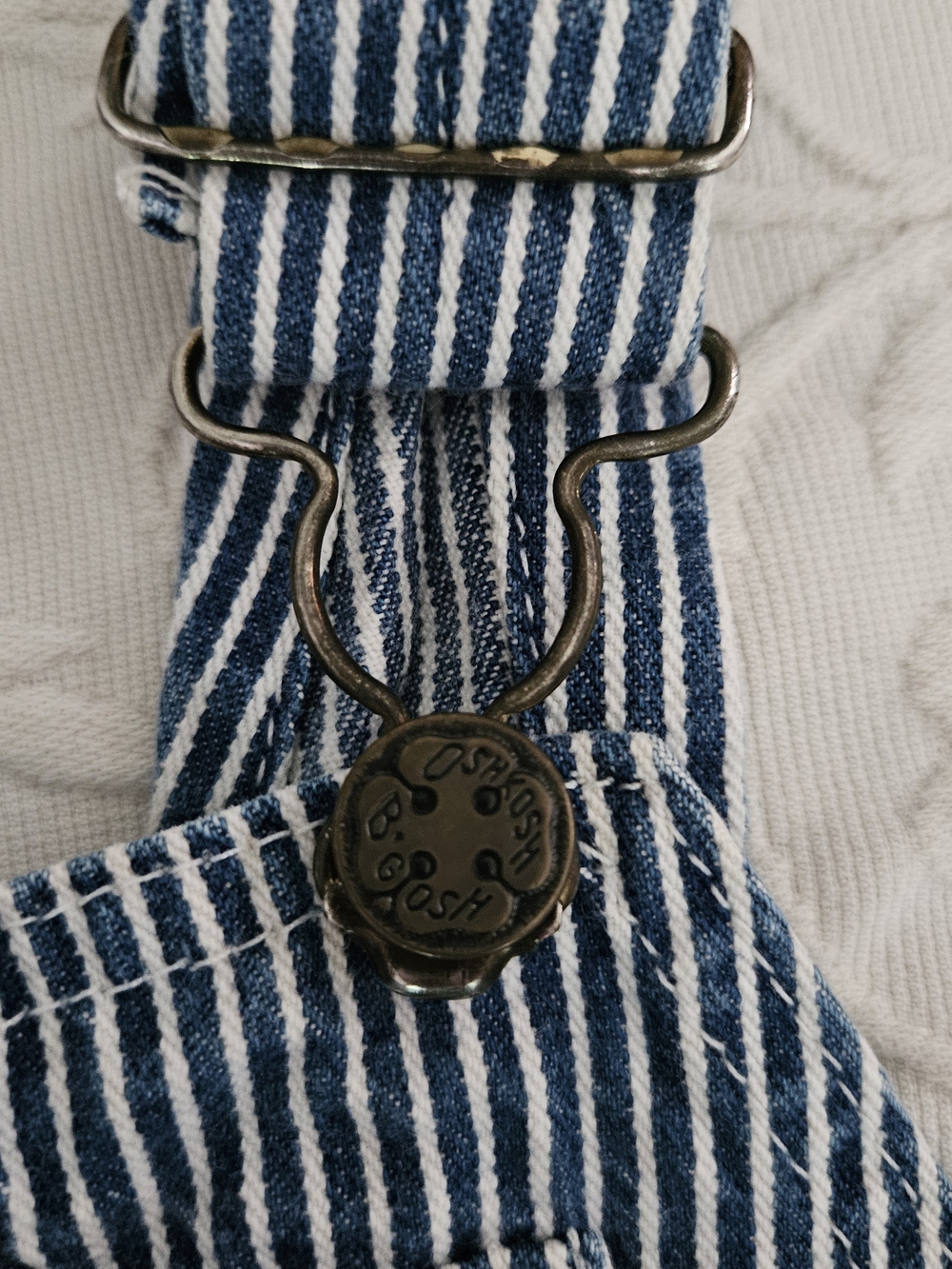 OshKosh B'gosh Blue & White Striped Kids Overalls - Picture 4 of 9